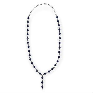 90s Midnight Blue Beaded Necklace, Unisex